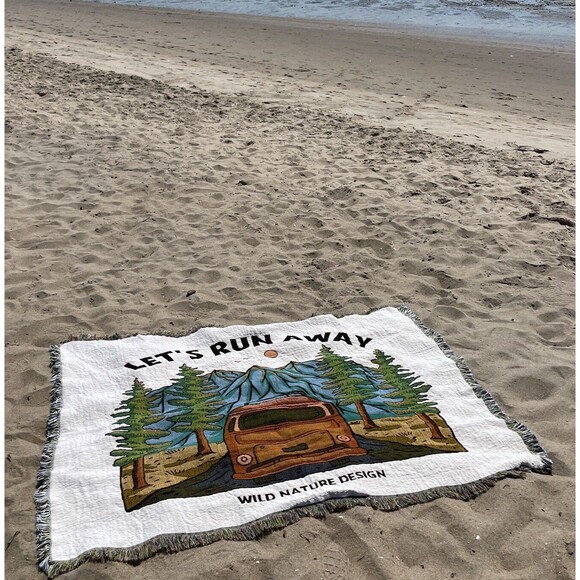 Woven Tapestry Beach Blanket Throws Decor Outdoor Camping Nature Mountain - Picture 3 of 4